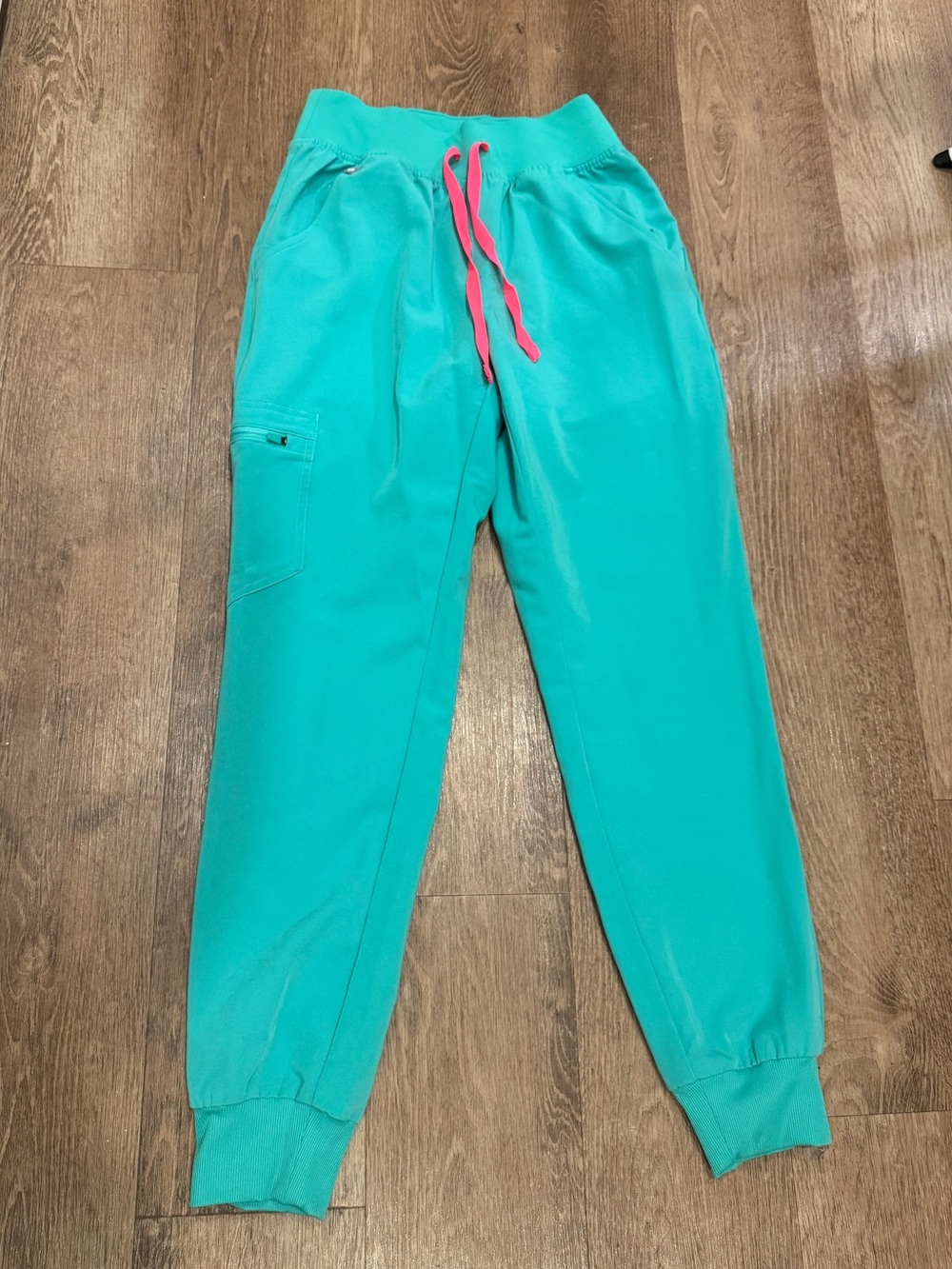 Figs Surgical Green Zamora Joggers with Pink Drawstring